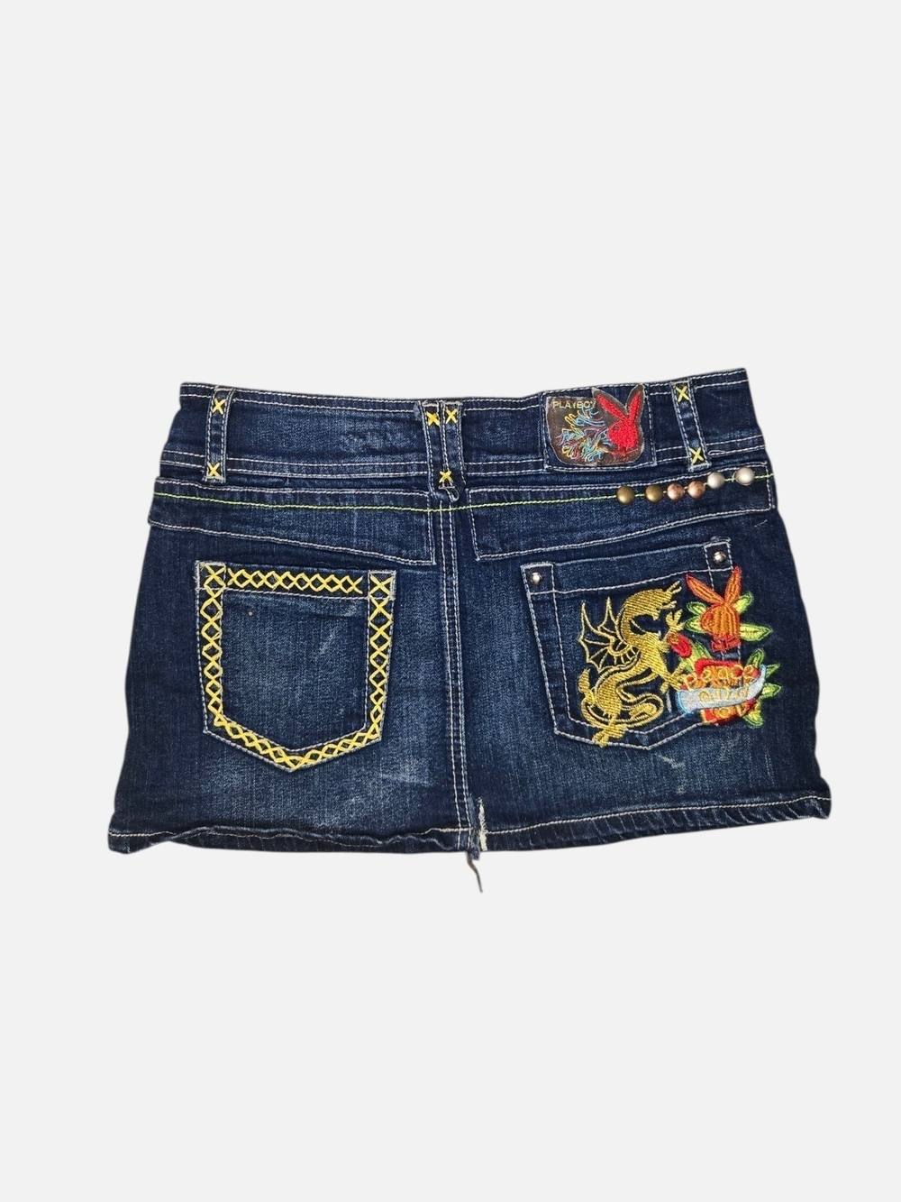 Vintage Y2k Playboy Dark Blue Denim Mini Skirt!